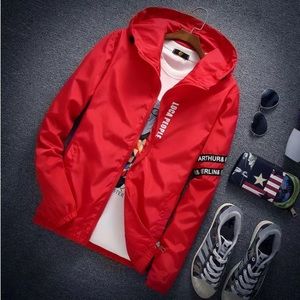 Vintage Style Red Windbreaker